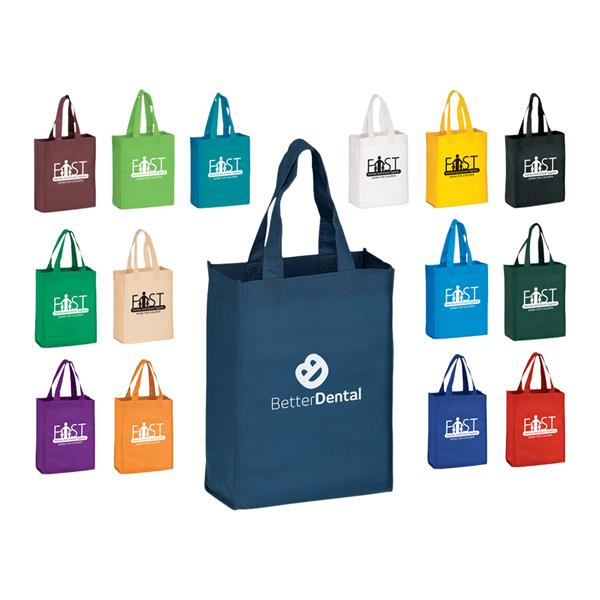 Tote Bag Non-Woven White Imprint 8 in x 4 in x 10 in 100/Bx