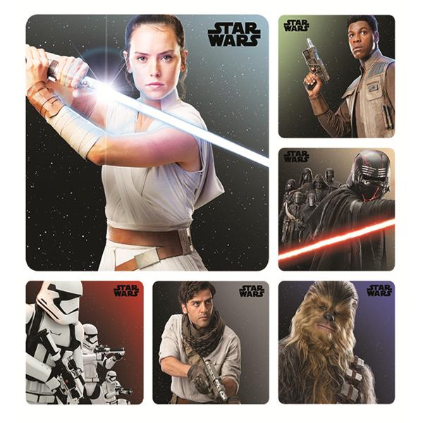 Stickers 2.5 in x 2.5 in Star Wars Episode 9 Assorted 100/Rl