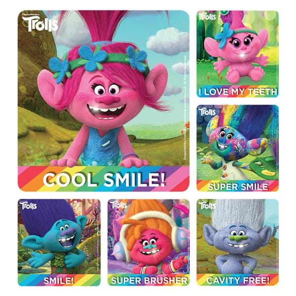 Stickers 2.5 in x 2.5 in Trolls 100/Rl