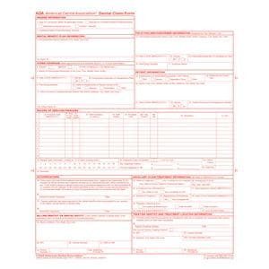 American Dental Association Claim Form Forms 2024 8.5 in x 11 in 100/Pk