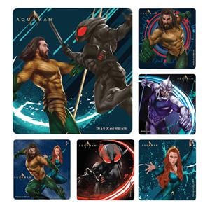 Stickers 2.5 in x 2.5 in Aquaman Assorted 100/Rl