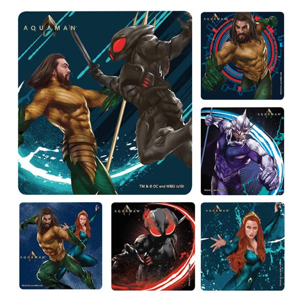 Stickers 2.5 in x 2.5 in Aquaman Assorted 100/Rl