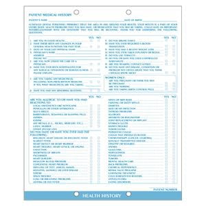 Clinical Record Dental Chart Health History 2 Sided White 100/Pk