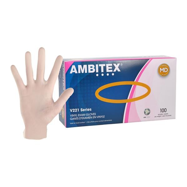 Ambitex Supreme XP Vinyl Exam Gloves Medium Cream Non-Sterile