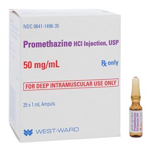 Promethazine HCl Injection 50mg/mL Ampule 1mL 25/Package