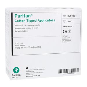 Puritan Applicator 6 in Rigid Wood Shaft Non Sterile 1000/Bx