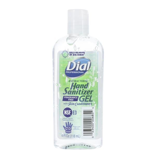 Dial Gel Sanitizer 4 oz Fragrance Free Ea, 24 EA/CA