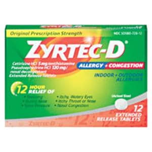 Zyrtec-D Oral Tablets 5mg/120mg 12/Bx, 24 PK/CA