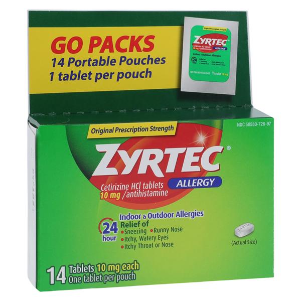 Zyrtec OTC Allergy Oral Tablets 10mg Individual Blister 14/Bx