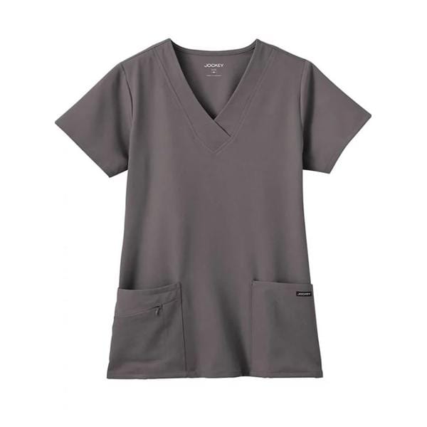 Jockey Scrub Top V-Neck 2 Pockets Short Sleeves X-Small Charcoal Womens Ea