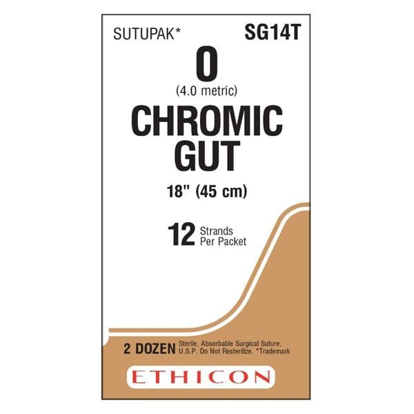 _ Suture 0 12-18" Chromic Gut Monofilament Brown 24/Bx