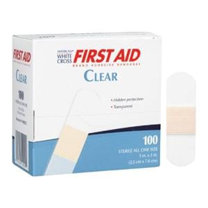 American White Cross Adhesive Bandage Plastic 1x3" Clear Sterile 1200/Ca