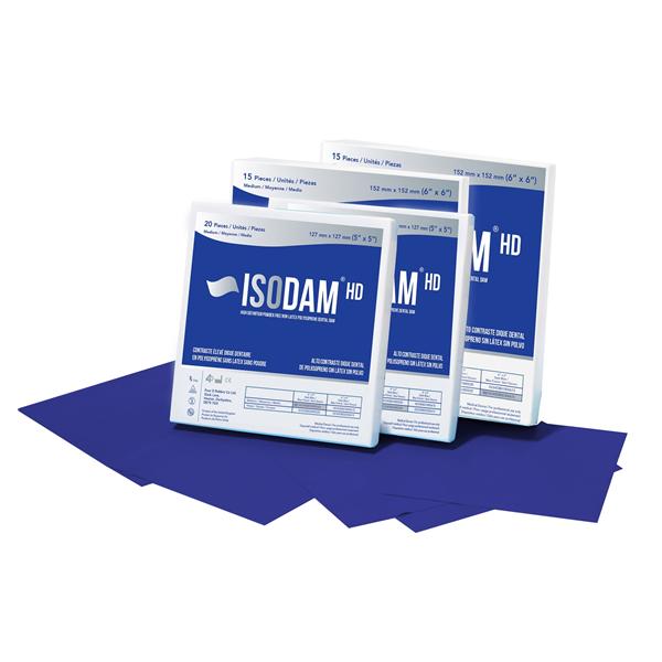 Isodam HD Latex-Free Rubber Dam 5 in x 5 in Hvy Ga LtBlu Unflvrd Unscntd 20/Pk