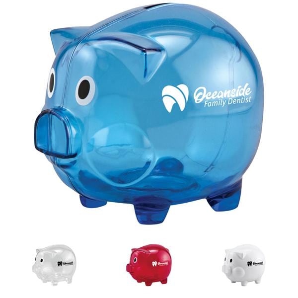 1 Color Imprint Plastic Piggy Bank Ea