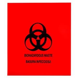 Biohazard Bag 12x15" Red/Black Zipper Closure LLDPE Film 500/Ca