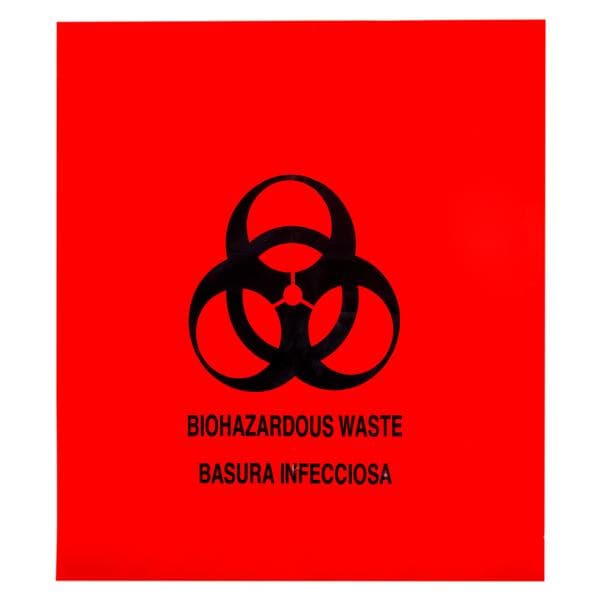 Biohazard Bag 12x15" Red/Black Zipper Closure LLDPE Film 500/Ca