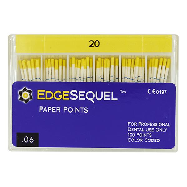 EdgeSequel Sapphire Absorbent Points Size #20 .06 Yellow 60/Pk