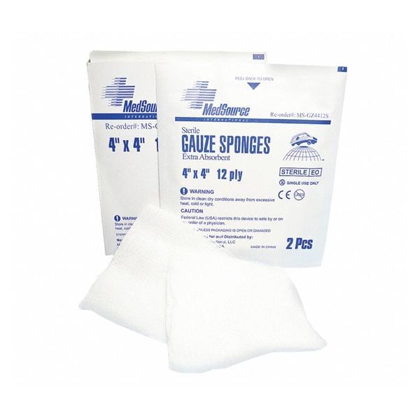 Cotton Gauze Sponge 4x4" 12 Ply Sterile