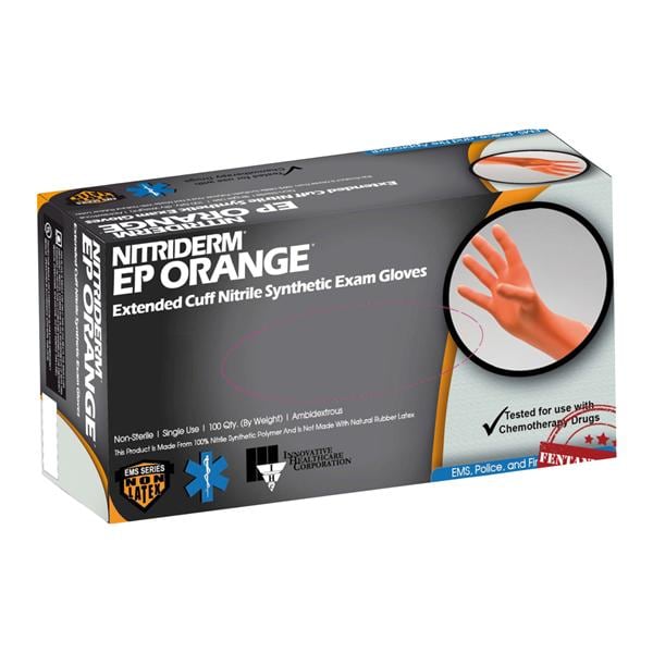 NitriDerm EP Nitrile Exam Gloves Large Orange Non-Sterile