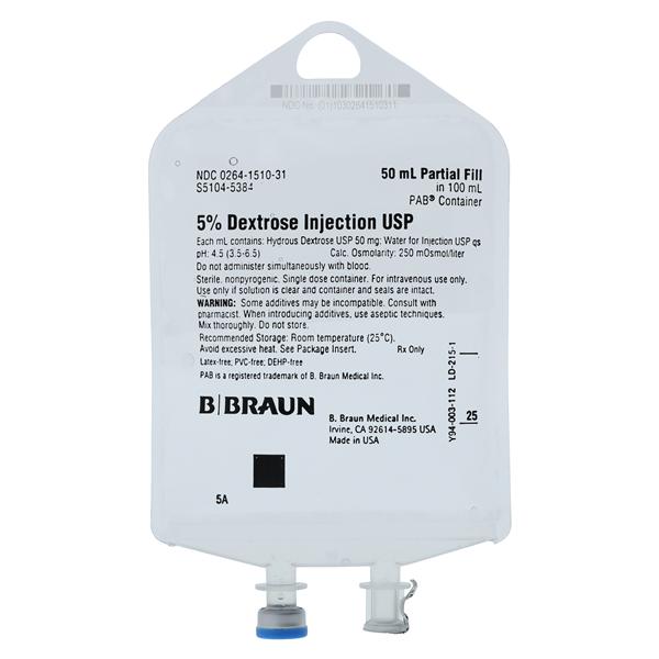 Injection Solution Dextrose 5%/Water 50mL Bag Ea