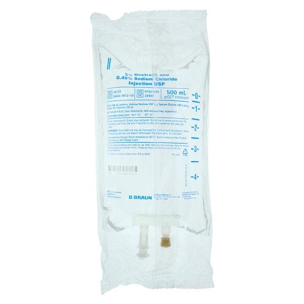 IV Injection Solution Dextrose 5%/Sodium Chloride 0.45% 500mL Plstc Cntn Ea