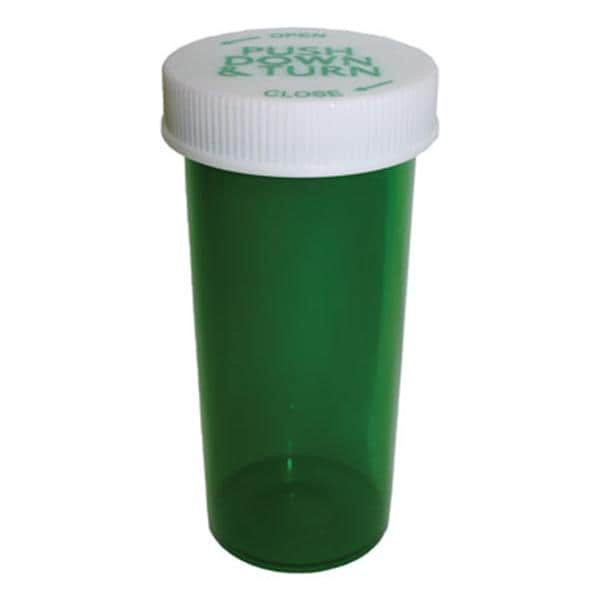 Medicine Vial Plastic 13 Dram Green Reusable Non-Sterile 320/Ca