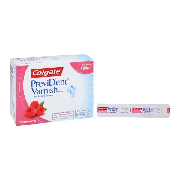 Colgate PreviDent Fluoride Varnish Unit Dose 5% NaF 0.4 mL Raspberry 50/Bx, 12 BX/CA