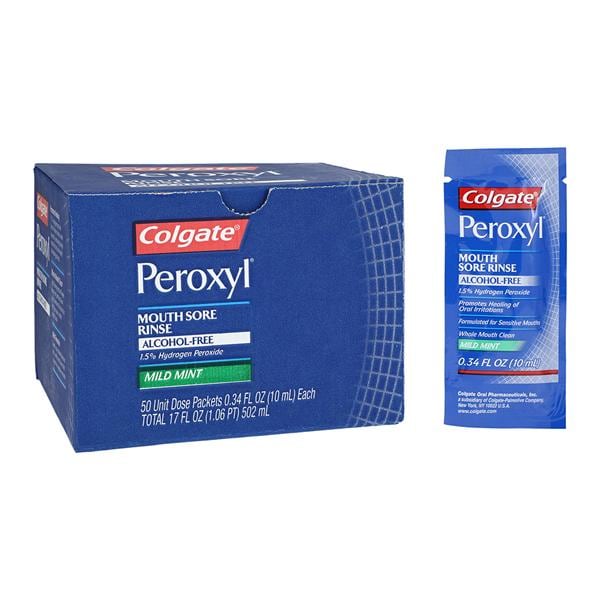 Colgate Peroxyl Mouth Sore Rinse 10 mL Mint No Alcohol 50/Bx