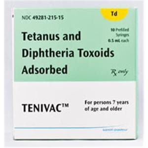 Tenivac Tetanus Toxoid/ Diphtheria Adolescent/Adult Injectable 0.5mL PFS 10/Pk