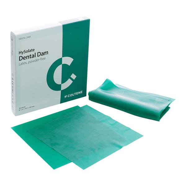 HySolate Latex Rubber Dam 5 in x 5 in Medium Gauge Green Unflvrd Unscntd 52/Bx