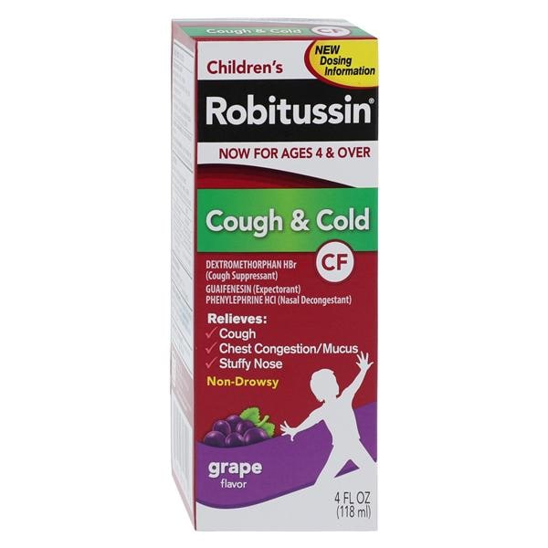 Robitussin CF Children Cough/Cold Liquid 10/100/5mg Grape 4oz/Bt, 24 BT/CA