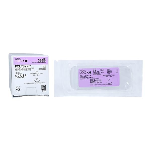 Polysyn Suture 4-0 10" Polyglycolic Acid Braid C-17 Undyed 12/Bx