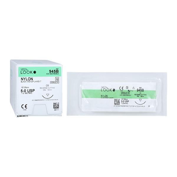 _ Suture 5-0 10" Nylon Monofilament C-6 Black 12/Bx