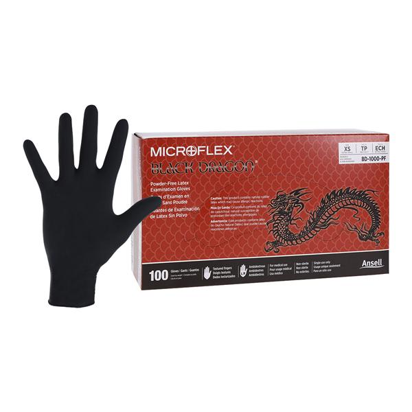 MICROFLEX Black Dragon Exam Gloves X-Small Standard Black Non-Sterile