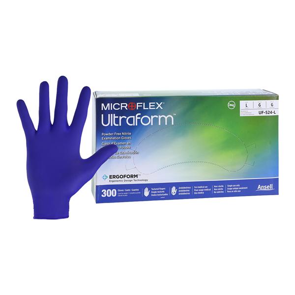 MICROFLEX Ultraform Nitrile Exam Gloves Large Standard Cobalt Blue Non-Sterile