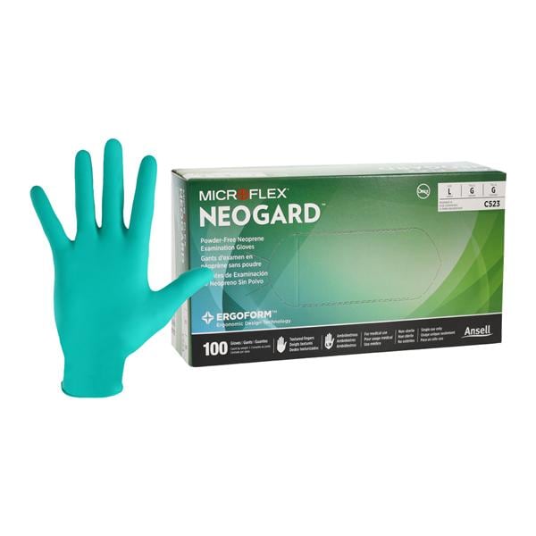 MICROFLEX Neogard Neoprene Exam Gloves Large Standard Green Non-Sterile