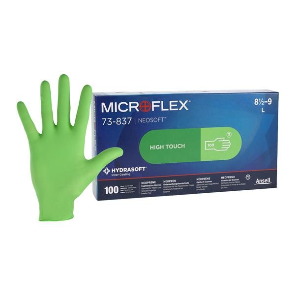 MICROFLEX Neosoft Neoprene Exam Gloves Large Standard Green Non-Sterile