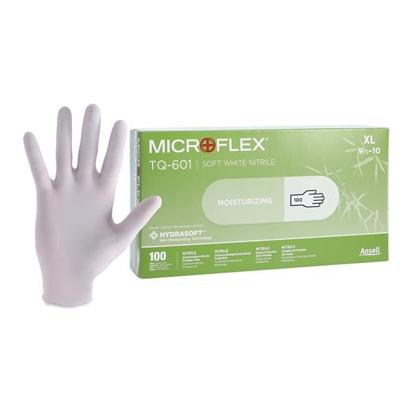 MICROFLEX Soft White Nitrile Exam Gloves X-Large Standard White Non-Sterile