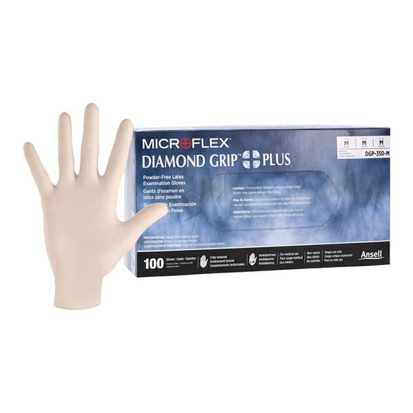 MICROFLEX Diamond Grip Plus Exam Gloves Medium Standard Natural Non-Sterile