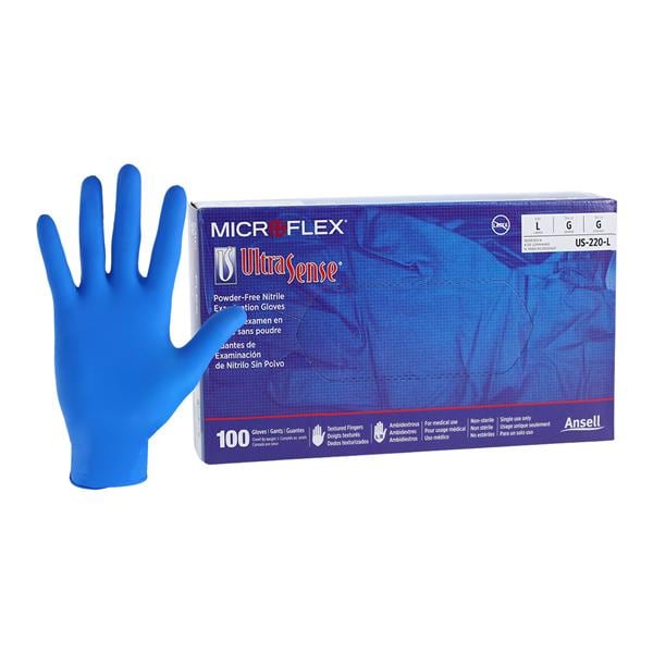 MICROFLEX UltraSense Nitrile Exam Gloves Large Standard Blue Non-Sterile