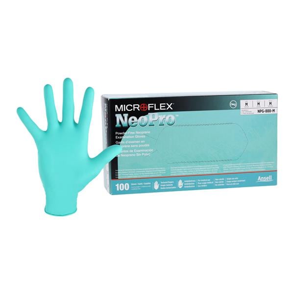 NeoPro Neoprene Exam Gloves Medium Green Non-Sterile, 10 BX/CA