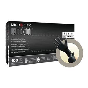 MICROFLEX MidKnight Nitrile Exam Gloves Small Standard Black Non-Sterile