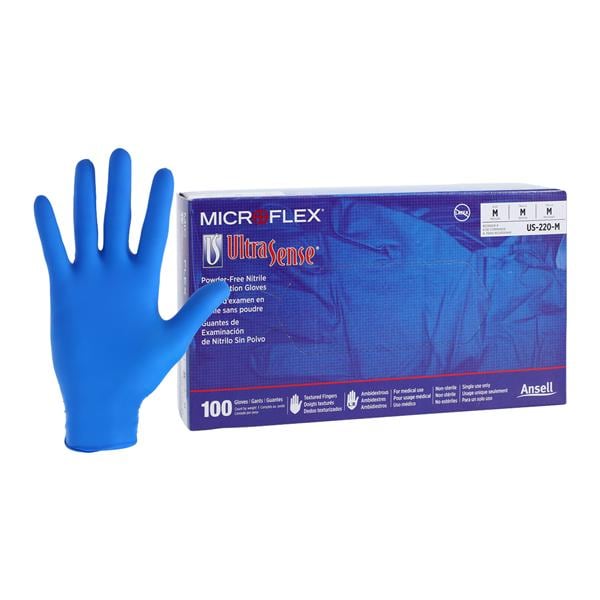 MICROFLEX UltraSense Nitrile Exam Gloves Medium Standard Blue Non-Sterile