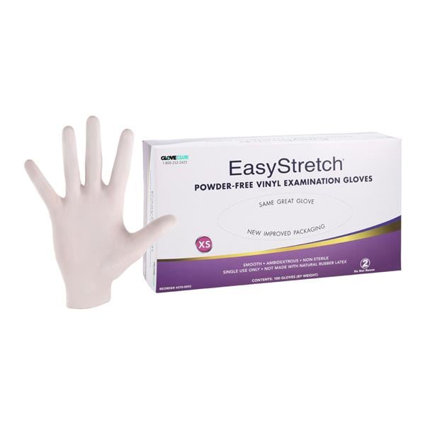 EasyStretch Vinyl Exam Gloves X-Small Non-Sterile, 20 BX/CA