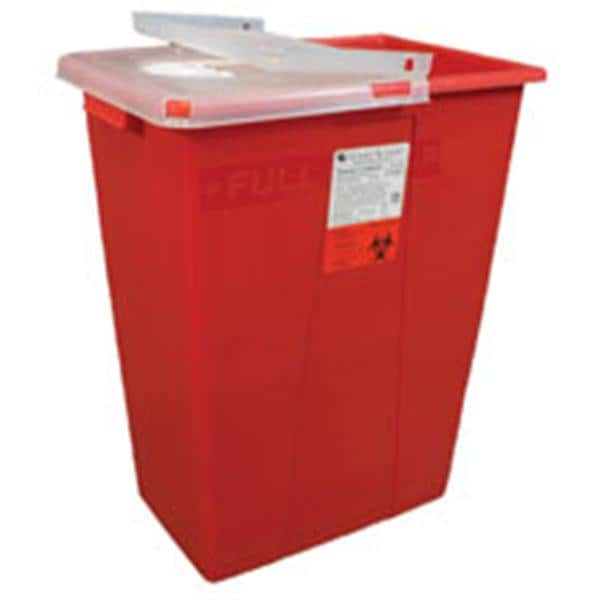 Sharps Container 8gal Red/Clear 15x10-1/2x17-2/5" Rotor/Hinged Lid Plypro Ea