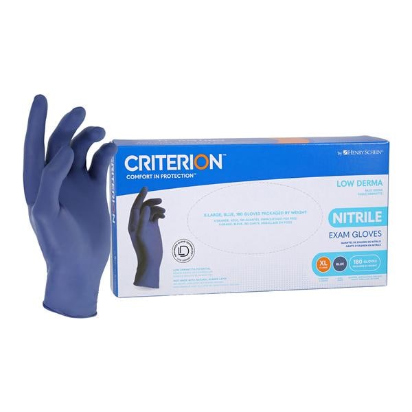 Criterion Low Derma Nitrile Exam Gloves X-Large Standard Slate Blue Non-Sterile