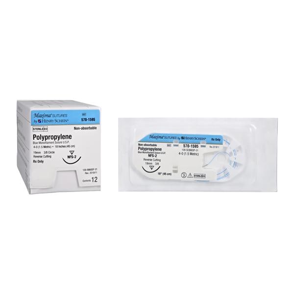 Maxima Suture 4-0 18" Polypropylene Monofilament NFS-2 Blue 12/Bx