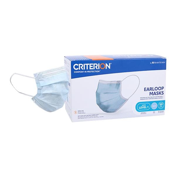 Criterion Earloop Face Mask ASTM Level 1 Blue 50/Bx, 10 BX/CA