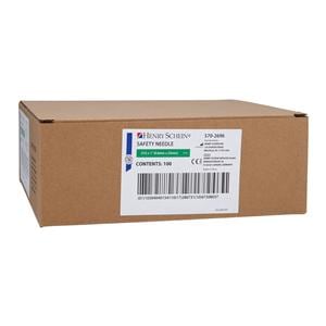 Safety Needle 21gx1" Green Safety Shield 100/Bx