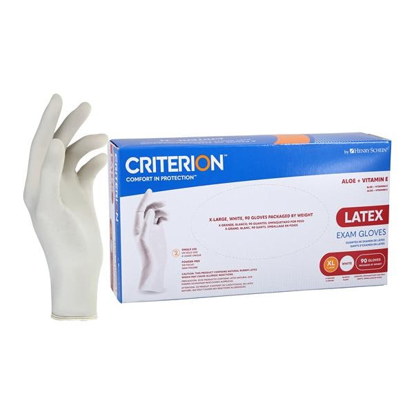 Criterion Aloe + Vitamin E Latex Glove Gloves X-Large Standard White Non-Sterile, 10 BX/CA